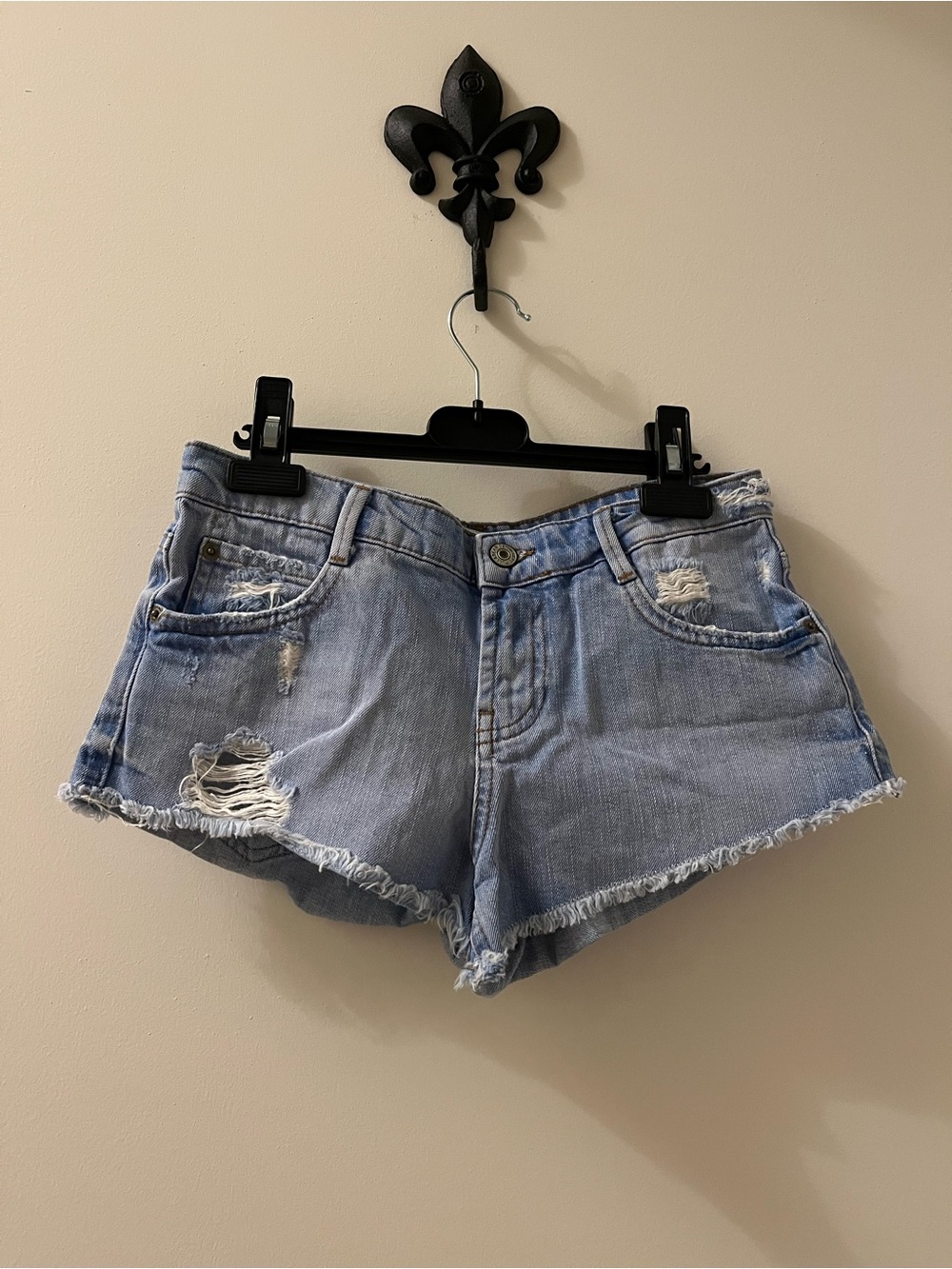 Pull&Bear Light Blue Distressed Denim Cutoff Shorts
